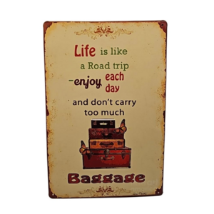 Tin Hanging Wall Art 'Life is like a Road trip".  7 3/4 x 11 1/4 Metal